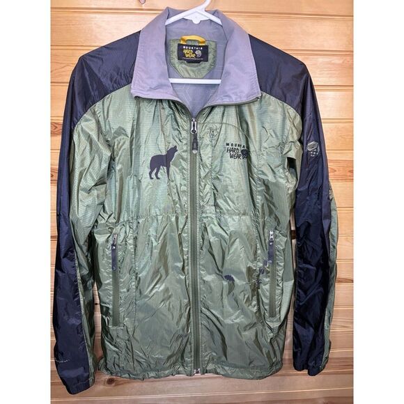 Mountain Hardwear‎ Conduit Shadowland Jacket Men Medium Green Black Zip Pocket - Picture 1 of 9